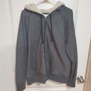 Faded Glory Sz XXL Gray Fleece Lined Zip Up Hoodie